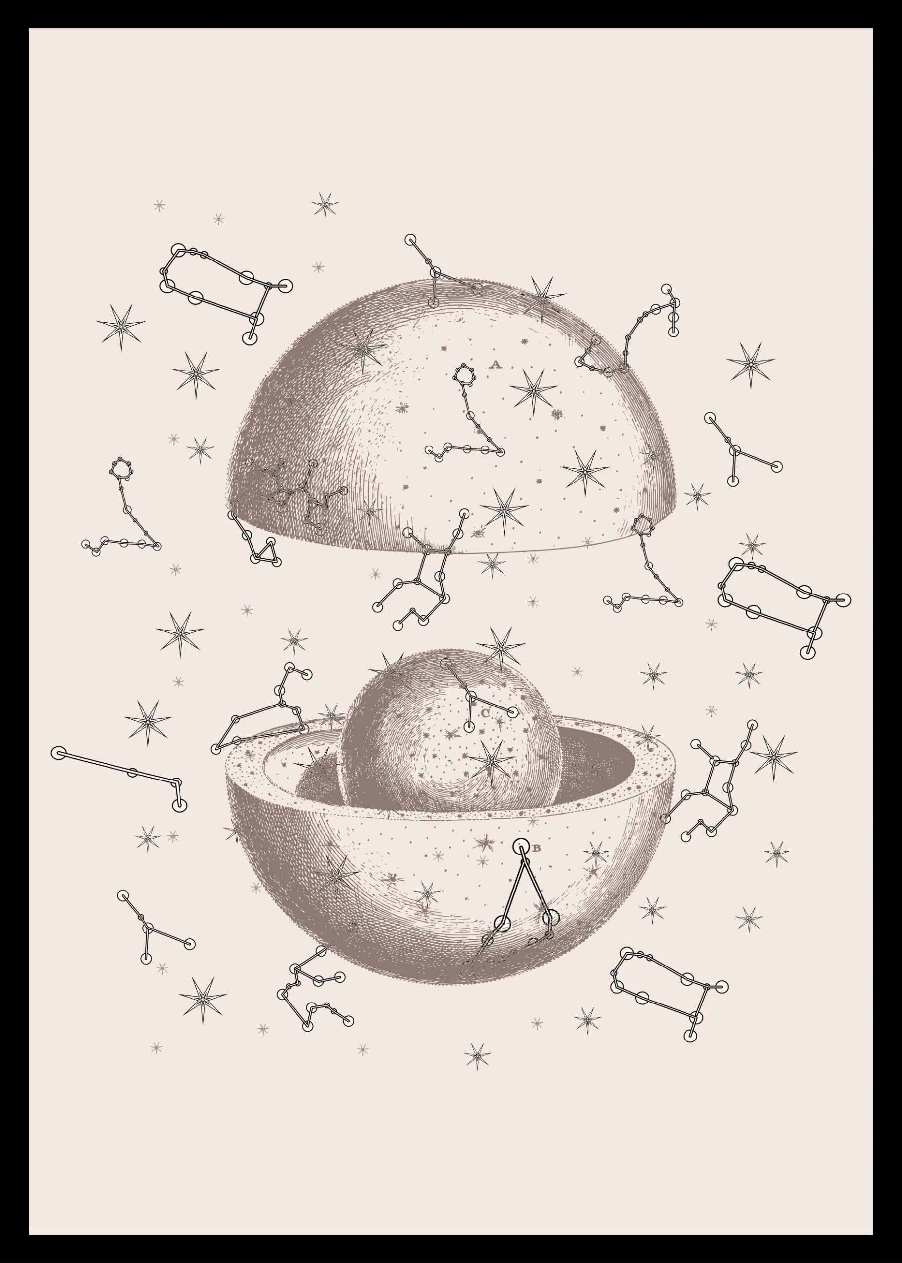 Maximalist Art No. 119 - 21x30cm|30x40cm|50x70cm|60x90cm, црна|бела|крем